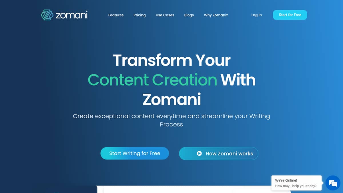Zomani AI Content Writing Tool
