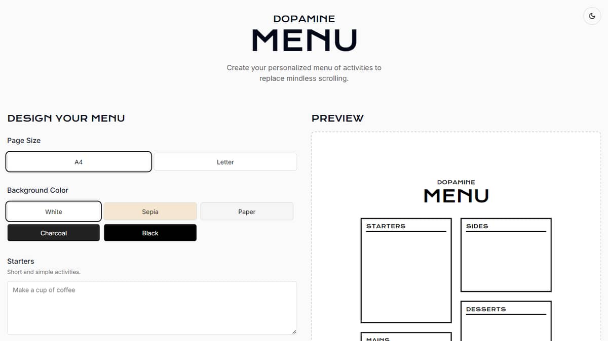 Dopamine Menu