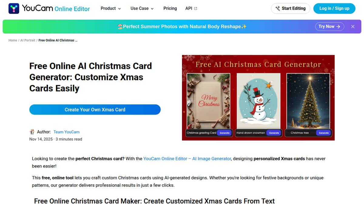 YouCam AI Christmas Card Generator