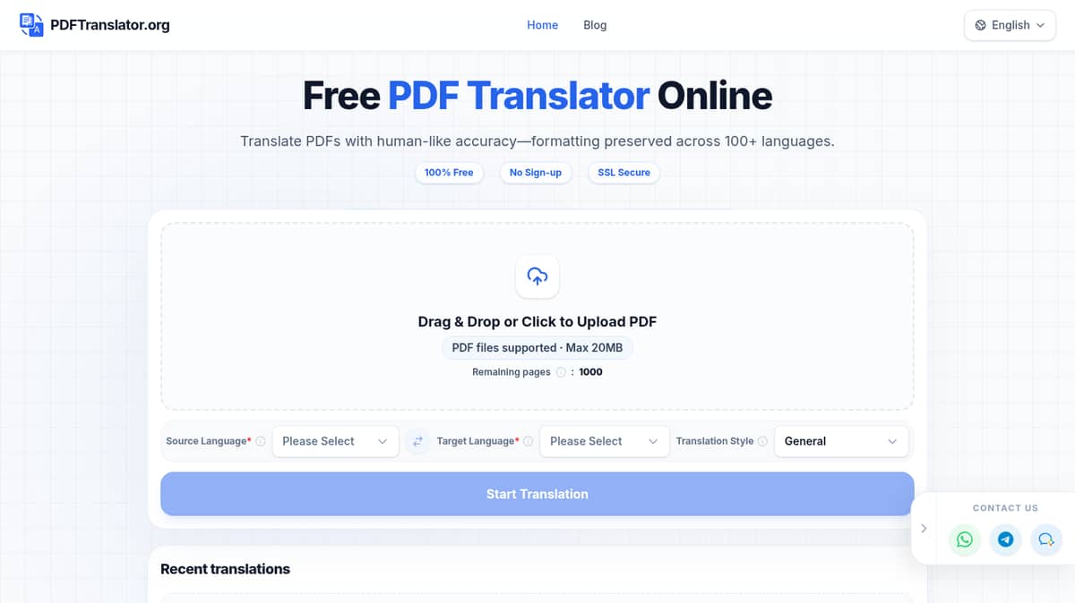 Free PDF Translator