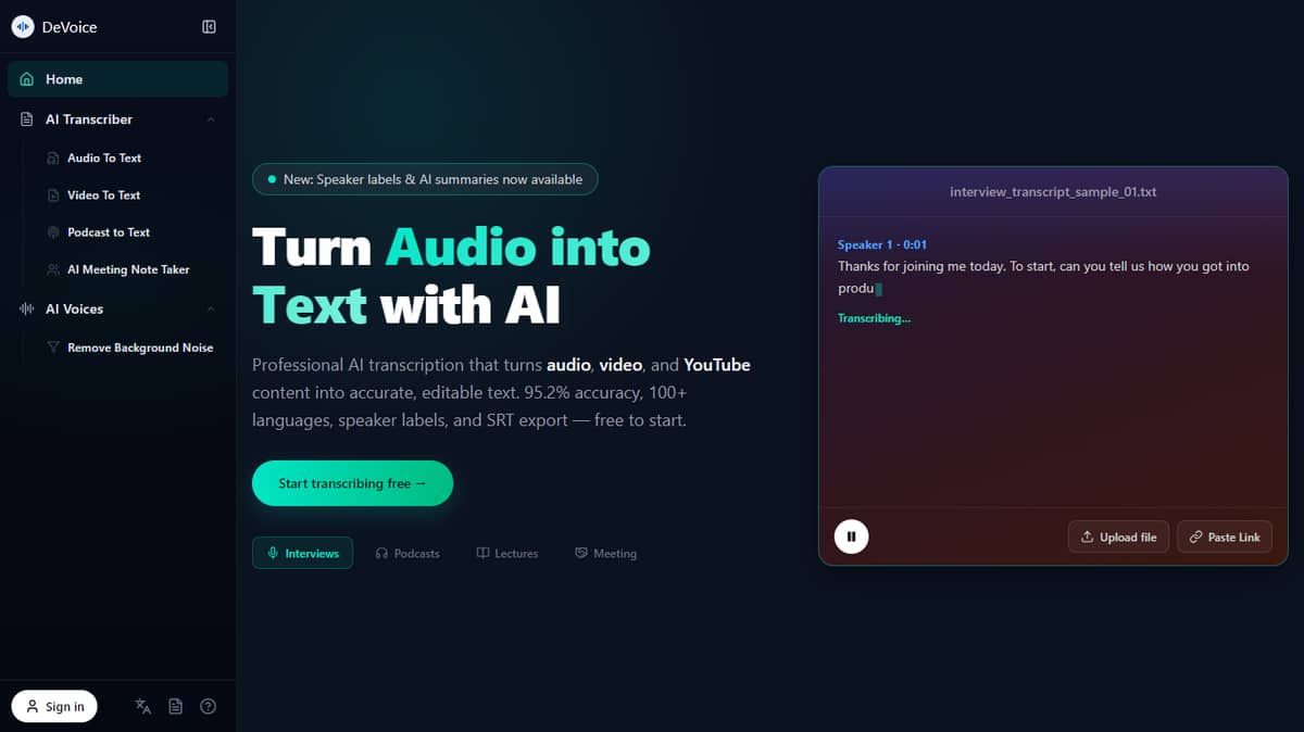 DeVoice - Audio to Text