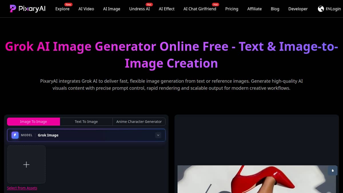Grok AI Image Generator by PixaryAI