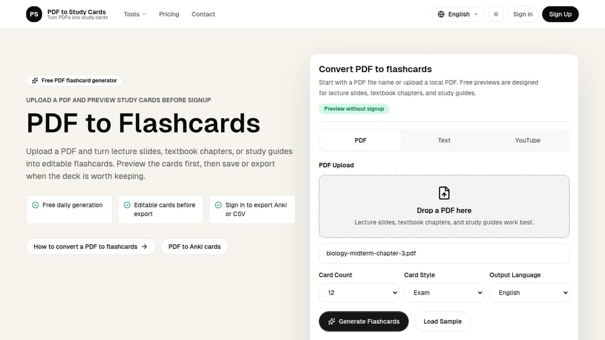 PDF to Study Cards