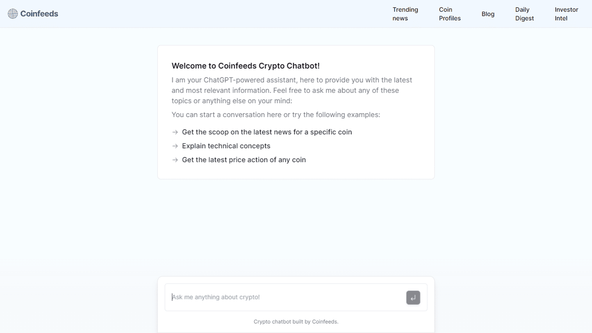 Coinfeeds Crypto Chatbot