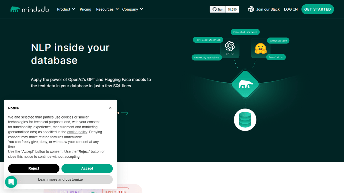 NLP Database of MindsDB