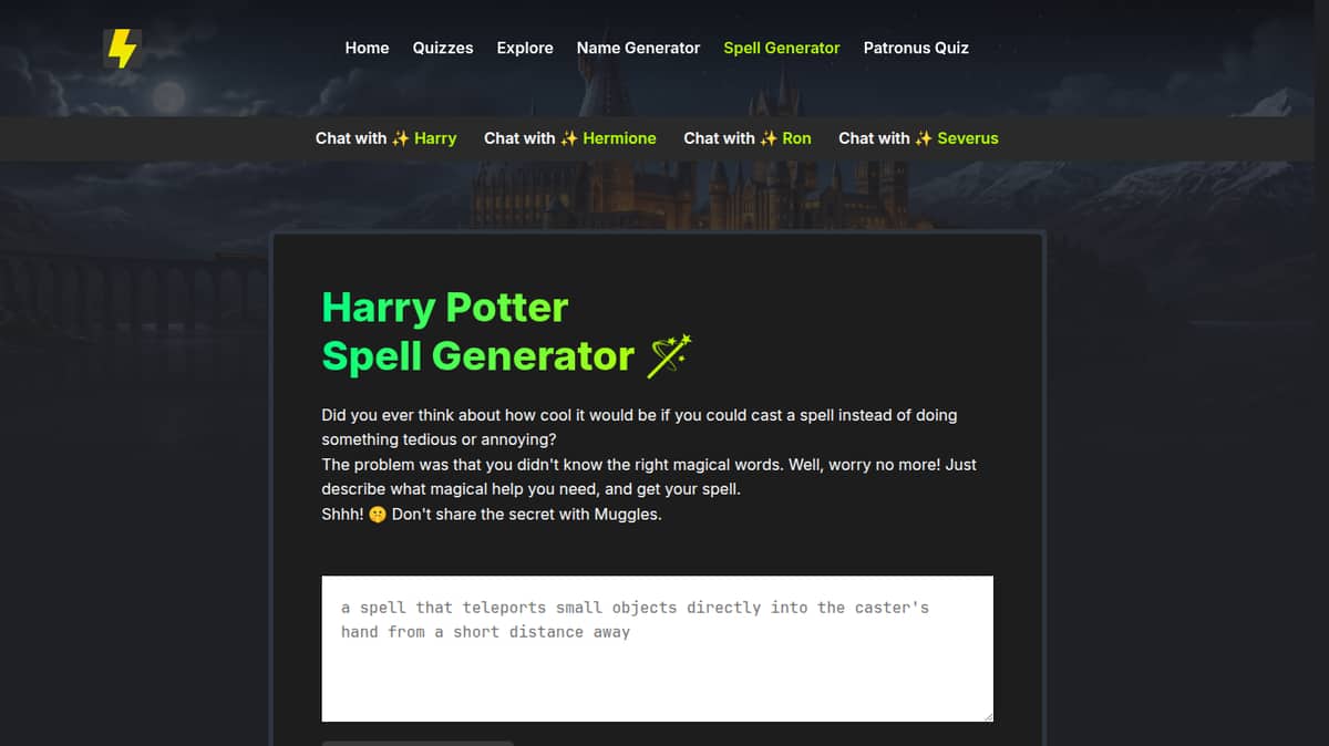 Harry Potter Spell Generator