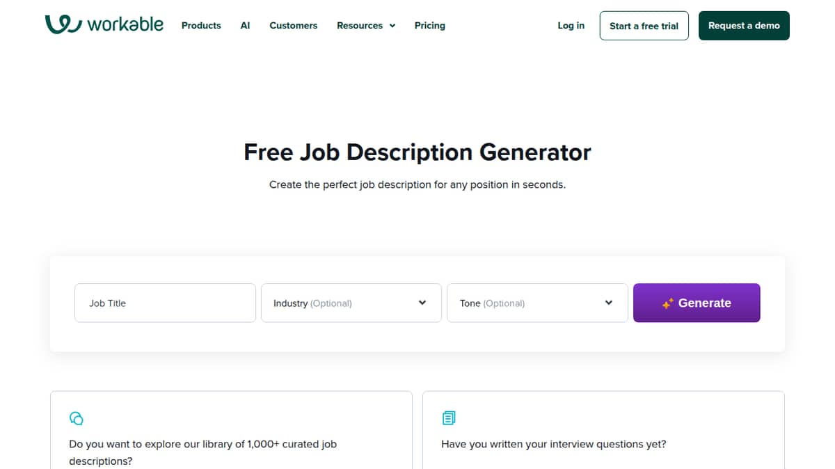 Job Description Generator By Workable