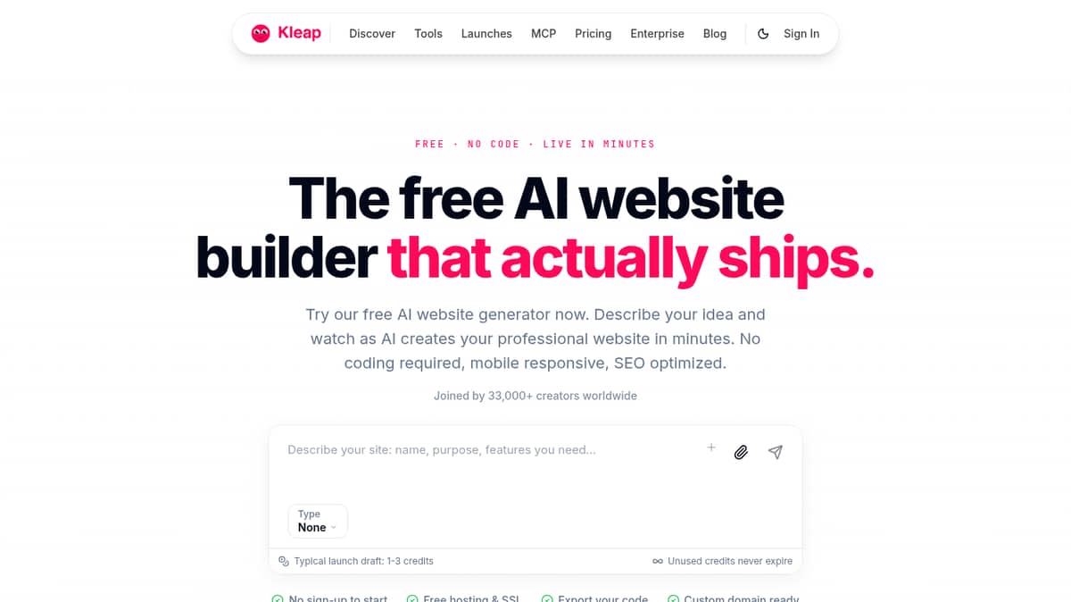 Kleap AI website generator