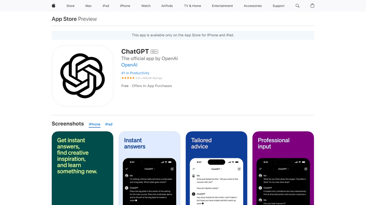 ChatGPT on the App Store