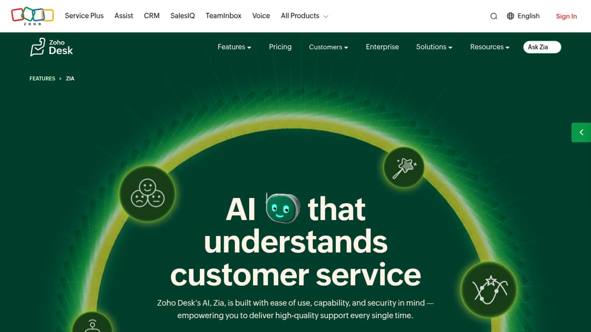 Zia for Zoho Desk