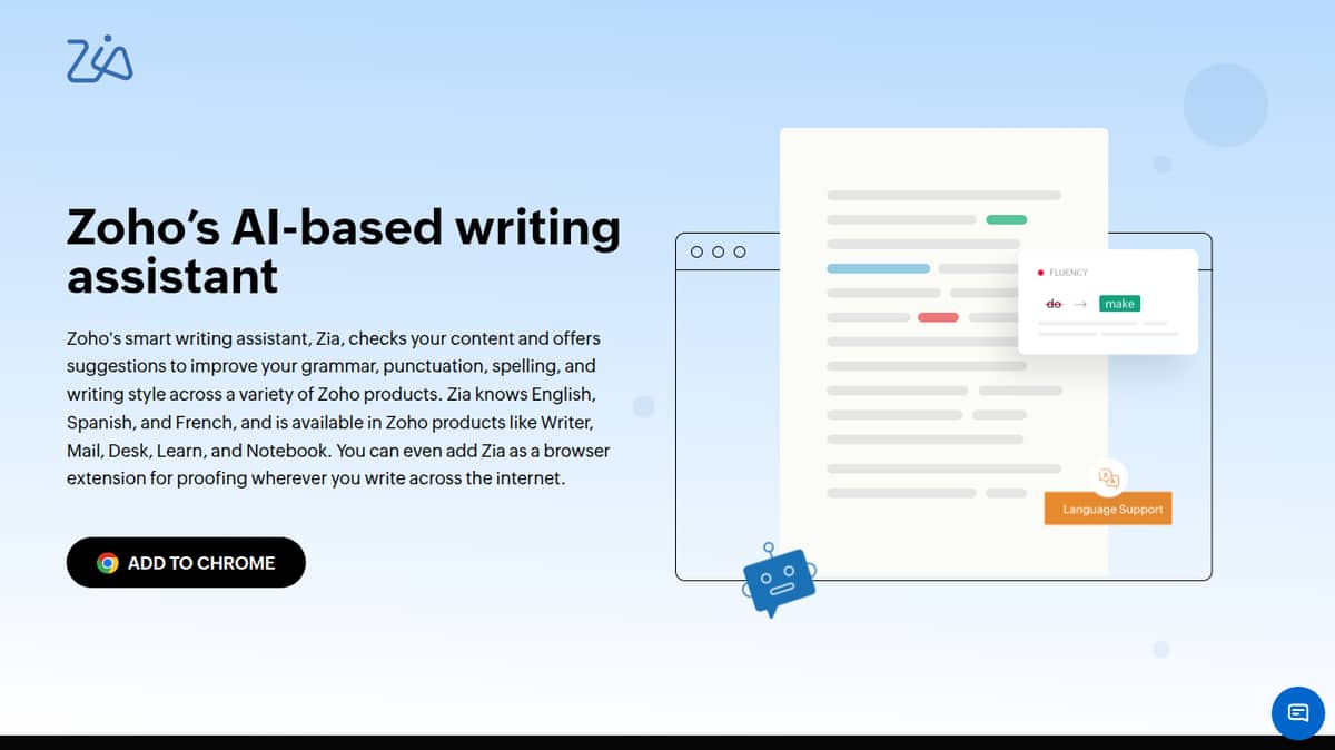 Zia: AI Writing Assistant from Zoho