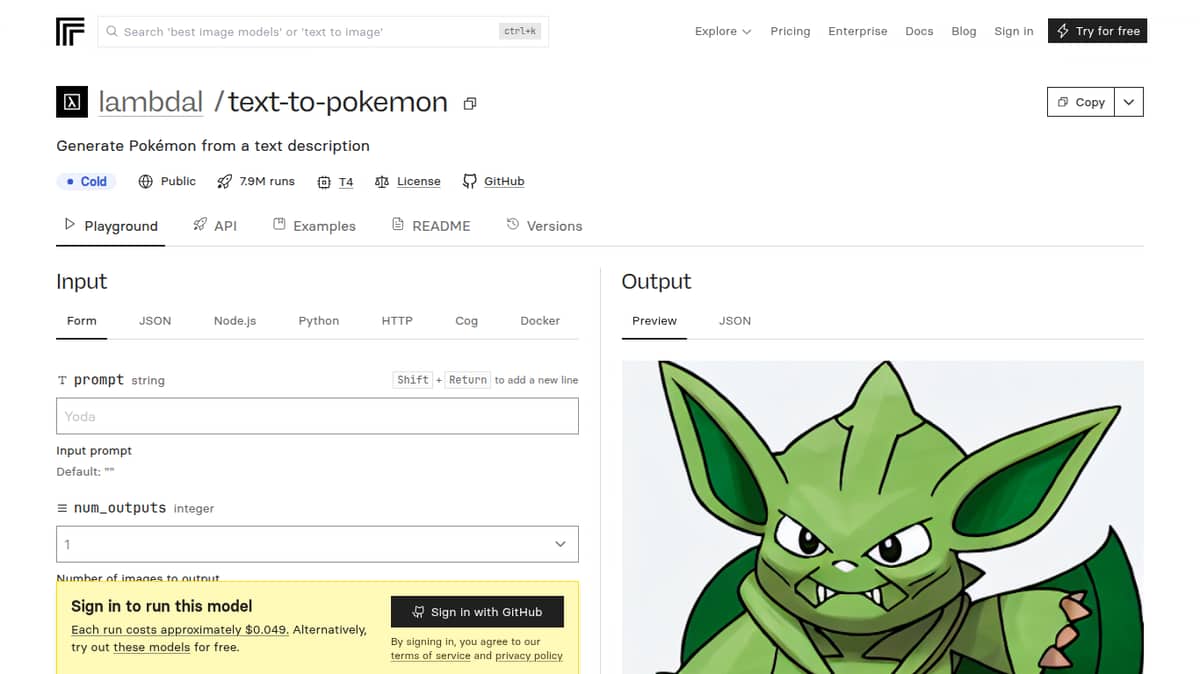 Text-to-Pokemon on Replicate