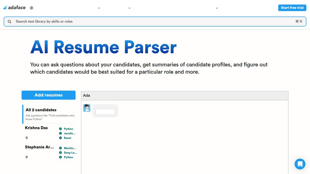 Adaface AI Resume Parser