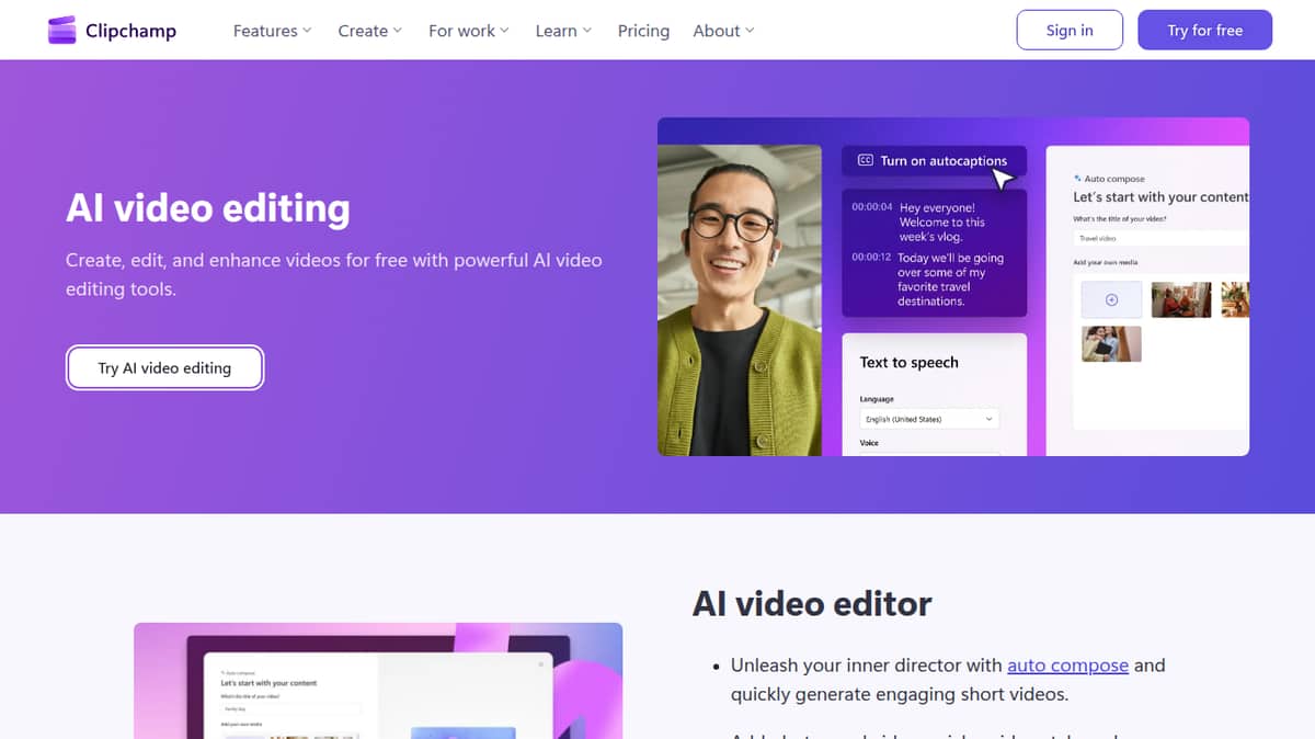 AI Video Editing | Clipchamp