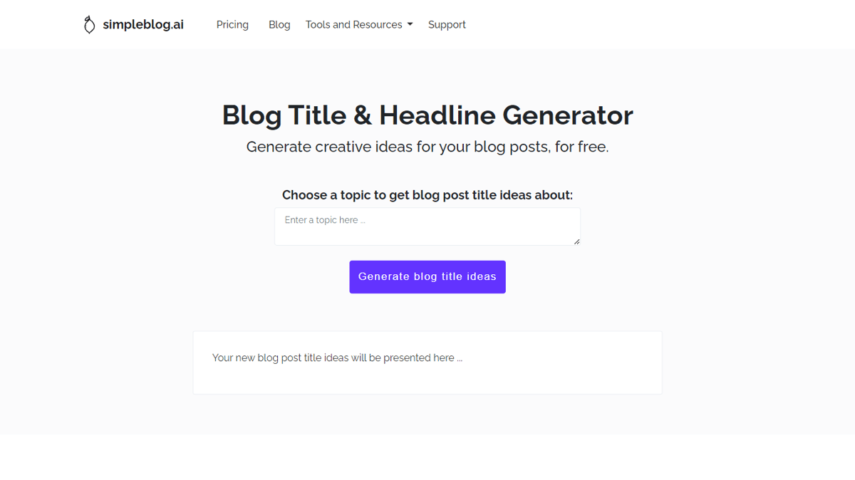 Blog Title & Headline Generator | SimpleBlog.ai