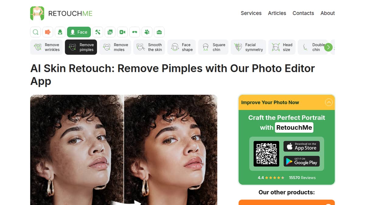Pimple remover app - RetouchMe