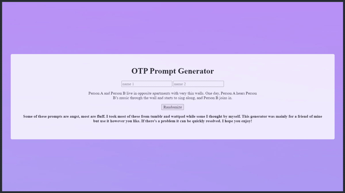 OTP Prompt Generator By Perchance
