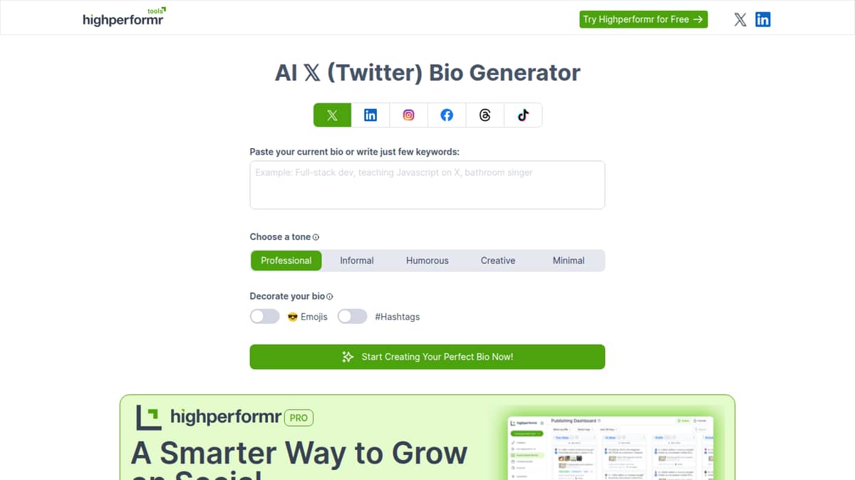 Social Bio generator